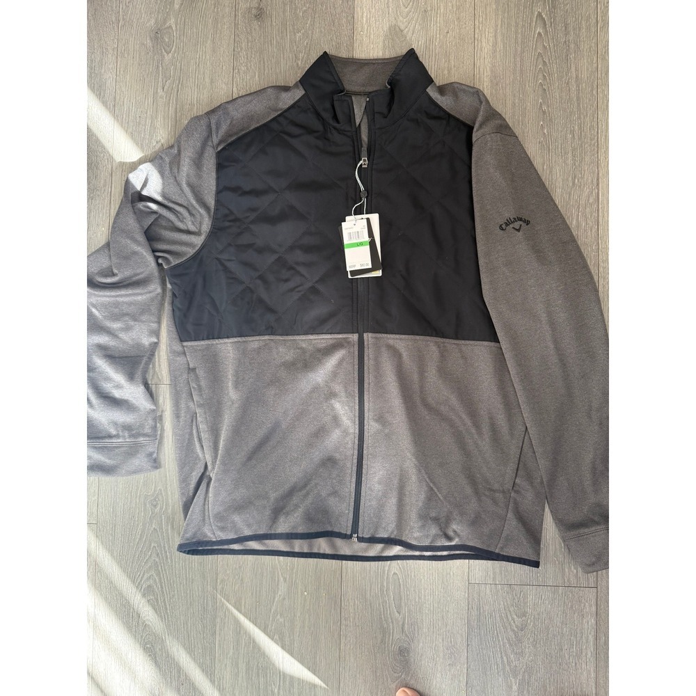 Callaway Weather Series Mens Large Full Zip Quilted Golf Jacket Gray Black NEW